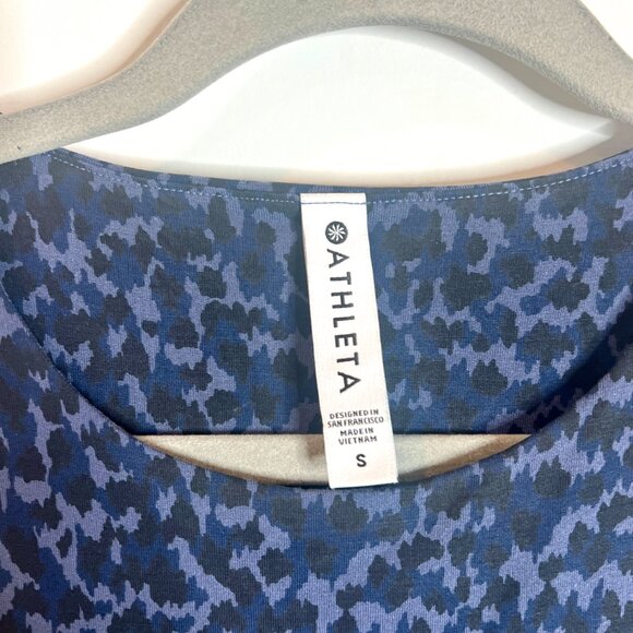 Athleta Navy Blue Santorini Thera Print High Neck Modal Shift Dress Athleisure S - Picture 4 of 8